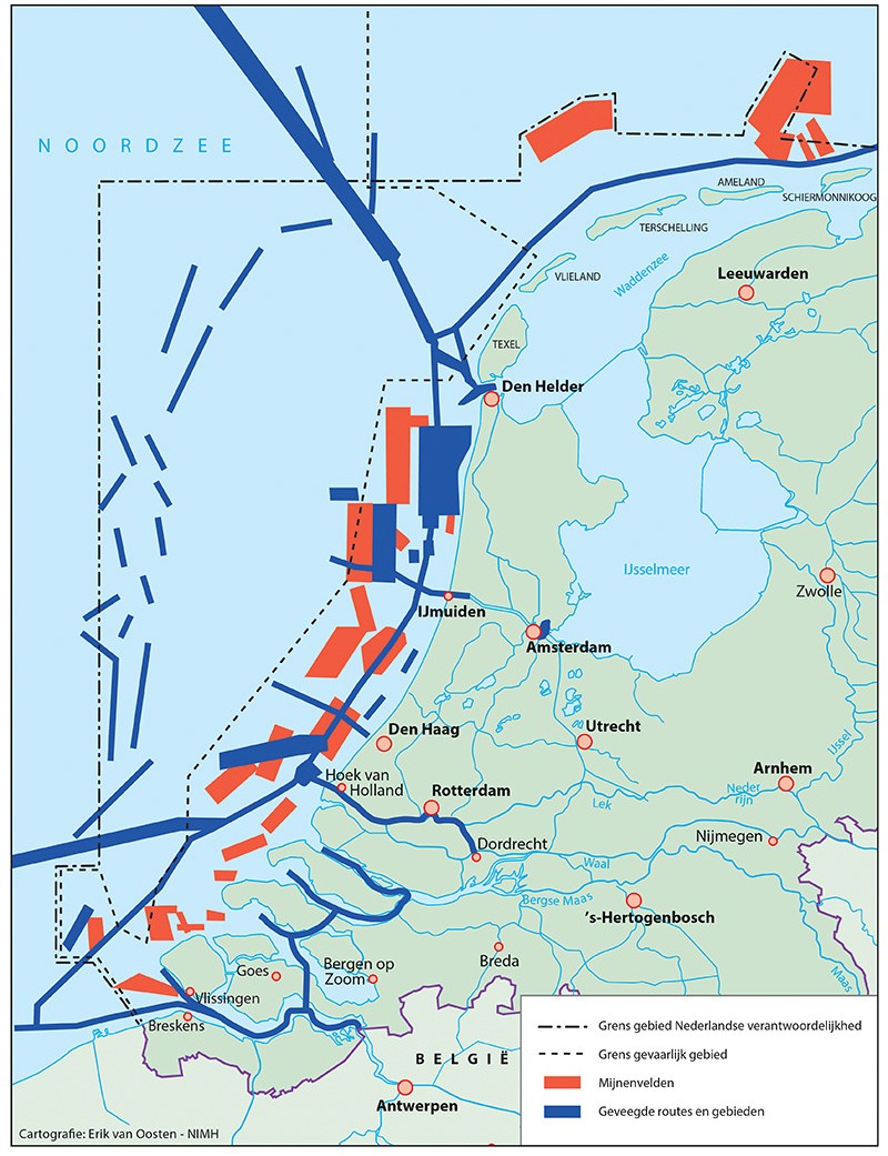 Mijnenvelden en geveegde routes en gebieden