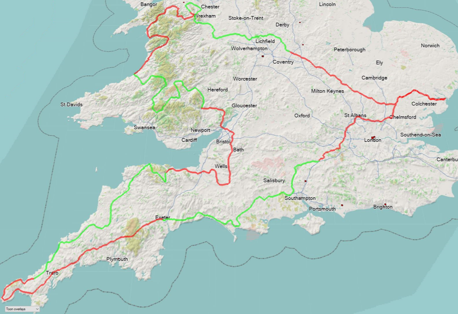 Dagroutes Motorreis Engeland Wales